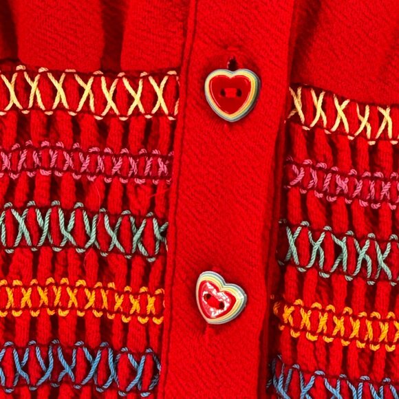 Smak Parlour Dress‎ Womens L Heart Rainbow Smocked Waist Lolita Babydoll Puff - Picture 6 of 7